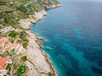 High angle view of bay