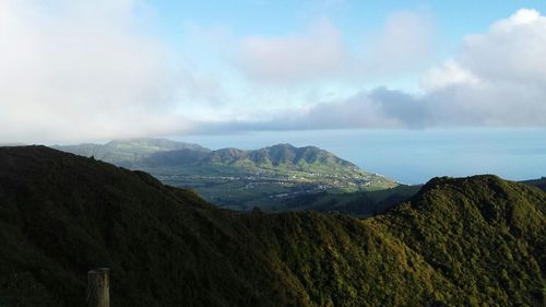 Scenic view of mountains against sky