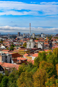 High angle view of townscape against sky