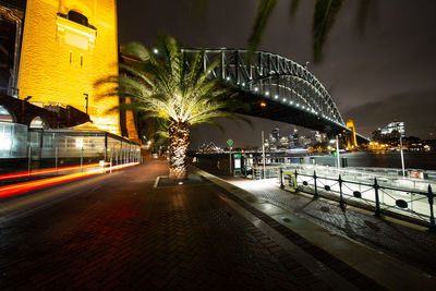 Light trails on street in city at night