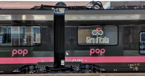 Train at railroad station platform