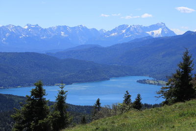 Scenic view of mountains against sky