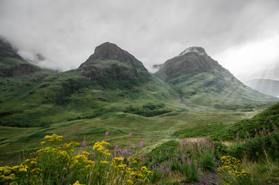 Scenic view of mountains against sky