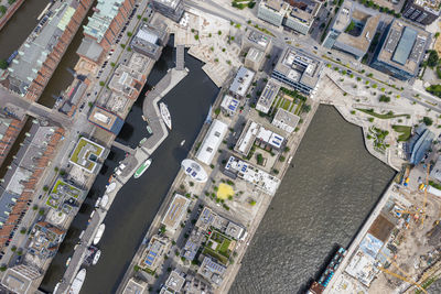 High angle view of buildings in city