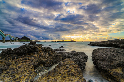 Taiwan taitung sanxiantai ocean rock sky landscape          beautiful ocean on the eastern coastline