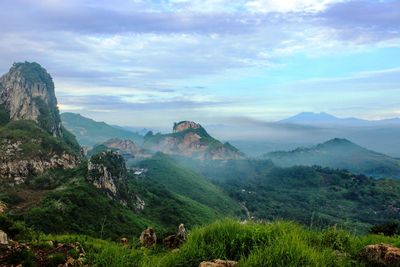 Scenic view of mountains against sky