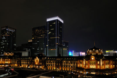 Illuminated city at night