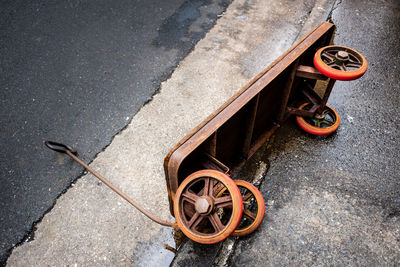 High angle view of car on street