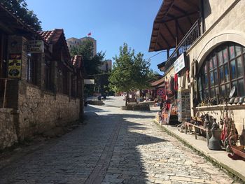 View of city street against sky