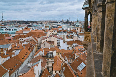 High angle view of townscape against sky