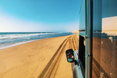 A frame of adventure day in skeleton coast in 4x4