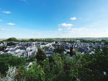 High angle view of townscape against sky