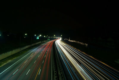 Light trails on highway at night