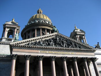 Low angle view of historical building against clear sky