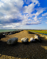 Scenic view of beach against sky