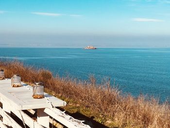 High angle view of sea against sky
