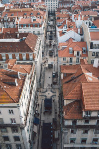 High angle view of buildings in city