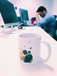 Coffee cup on table