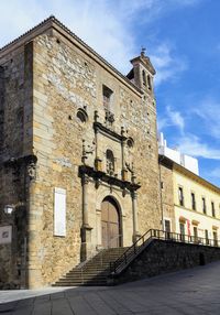 Low angle view of old building against sky