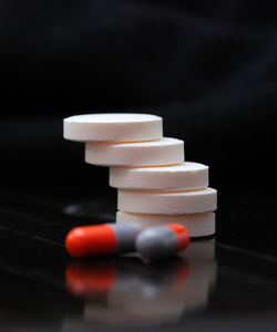 Close-up of medicines on table