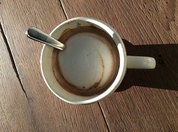 High angle view of coffee on table