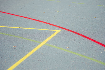 High angle view of markings on basketball court
