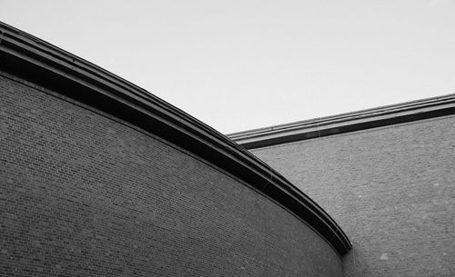 Low angle view of modern building against clear sky