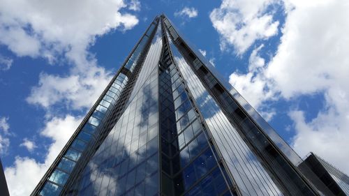 Low angle view of suspension bridge against sky