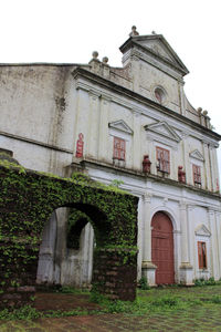 Low angle view of old building against sky