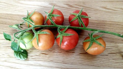 High angle view of vegetables on table