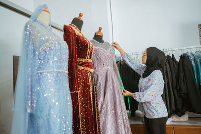 Rear view of people in traditional clothing