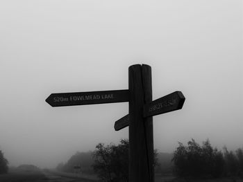 Road sign against clear sky