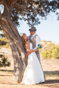 Young couple standing outdoors