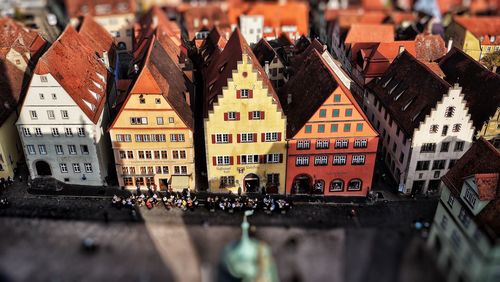 High angle view of buildings in city