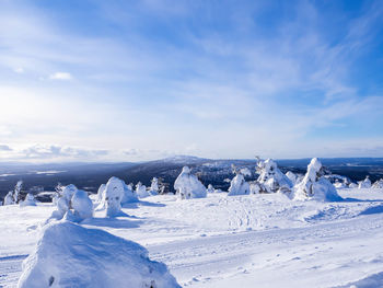 Snowy scenery on top of a fell in lapland, finland