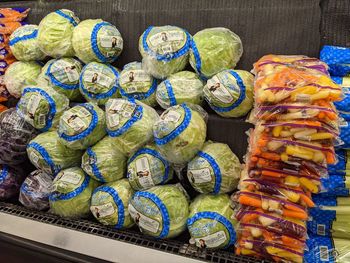 High angle view of food for sale in market