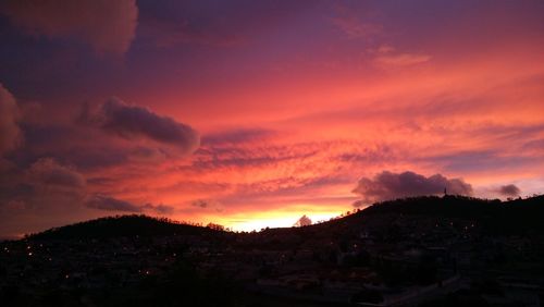 Silhouette buildings against sky during sunset