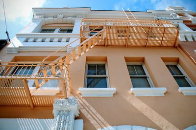 Low angle view of residential building against sky