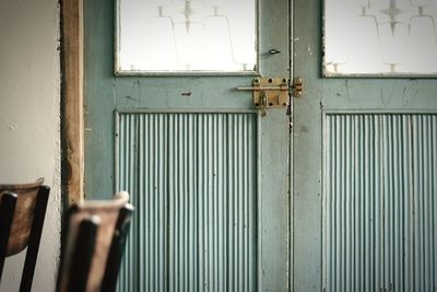 Closed door of old building