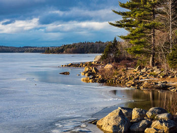 Scenic view of lake against sky