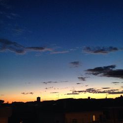 Silhouette buildings against blue sky during sunset