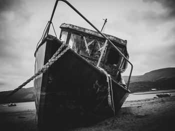 Low angle view of boat against sky