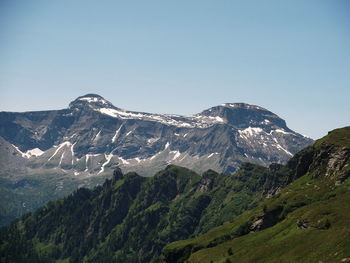 Scenic view of mountains against clear sky