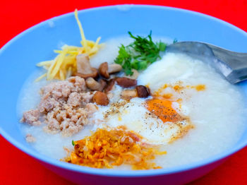 Close-up of served food in plate