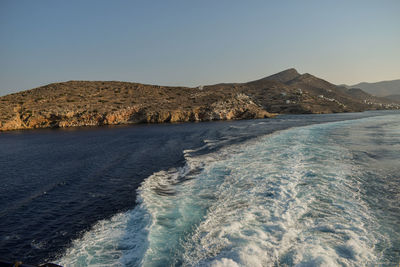 Scenic view of sea against clear sky