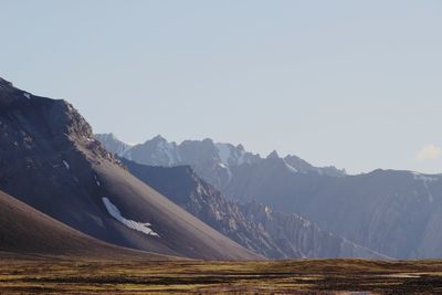 Scenic view of mountains against clear sky