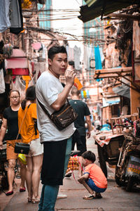 People on street in city