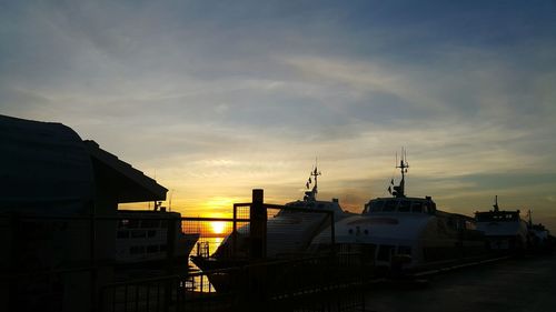 Buildings at sunset