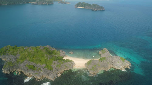 High angle view of bay and rocks