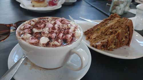 Close-up of food in plate on table